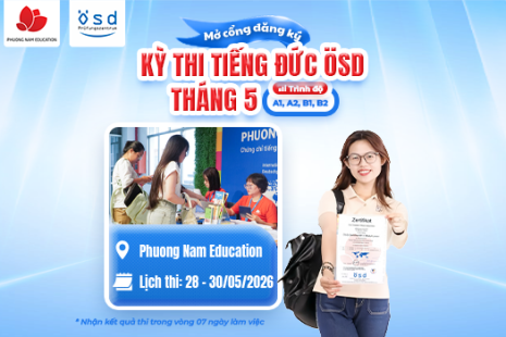 Thông báo tổ chức kỳ thi cấp Chứng chỉ năng lực tiếng Đức ÖSD tháng 05/2026