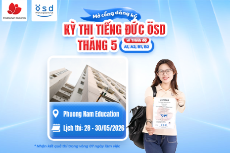 Thông báo tổ chức kỳ thi cấp Chứng chỉ năng lực tiếng Đức ÖSD tháng 05/2026