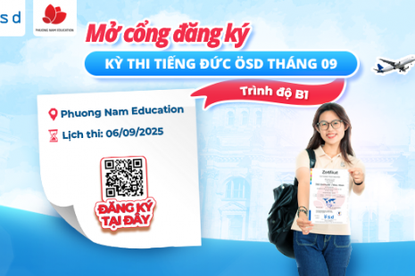 Thông báo tổ chức kỳ thi cấp Chứng chỉ năng lực tiếng Đức ÖSD trình độ B1 - tháng 09/2025