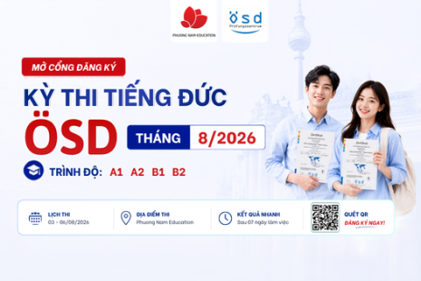Thông báo tổ chức kỳ thi cấp Chứng chỉ năng lực tiếng Đức ÖSD tháng 08/2026