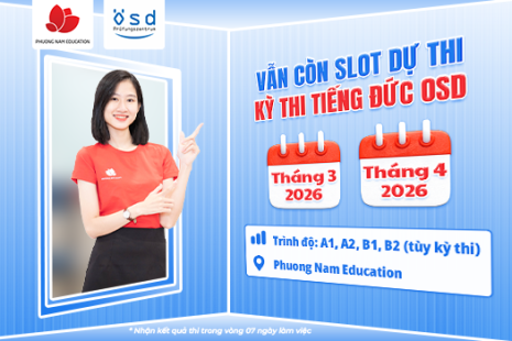 Đếm ngược thời hạn đăng ký dự thi kỳ thi tiếng Đức ÖSD vào tháng 3 và tháng 4/2026