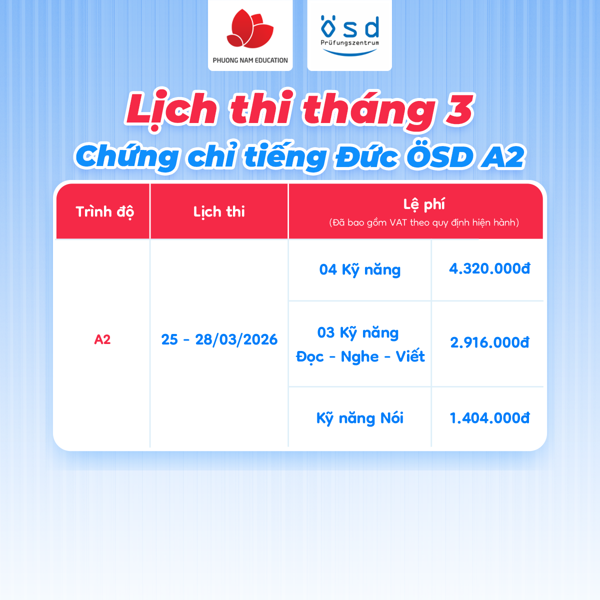 Lịch thi OSD tháng 03.2026